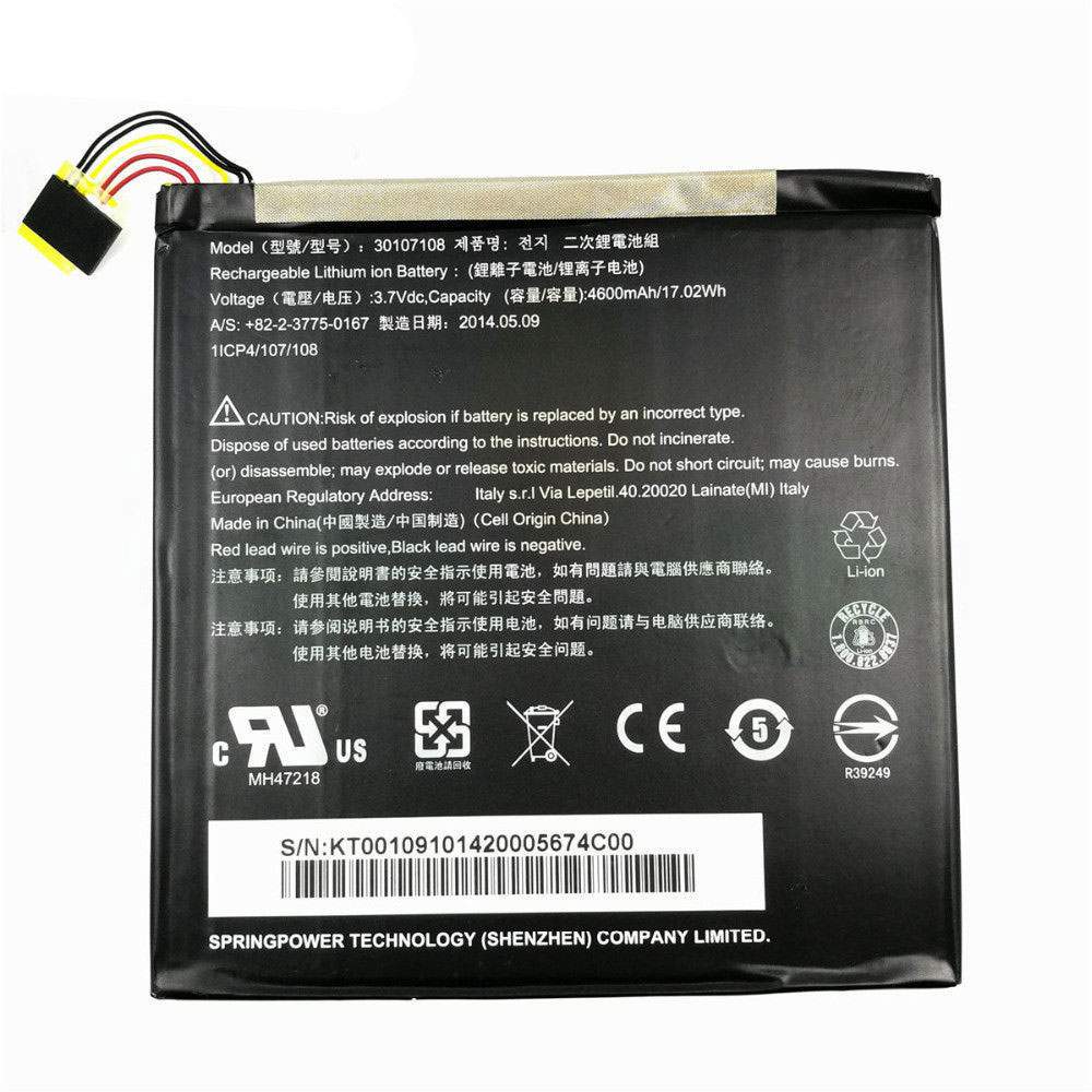 30107108 for Acer Iconia Tab 8 8" A1-840 A1-840FHD