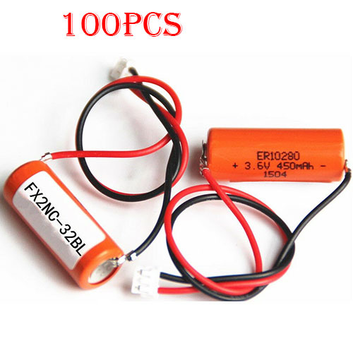 100pcs Mitsubishi FX2NC-32BL ER10/28 3.6V ER10280 PLC Battery with white plug