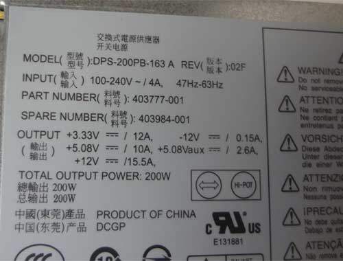 HP DC7600 Ultra-slim DPS-200PB-161 DPS-200PB-163